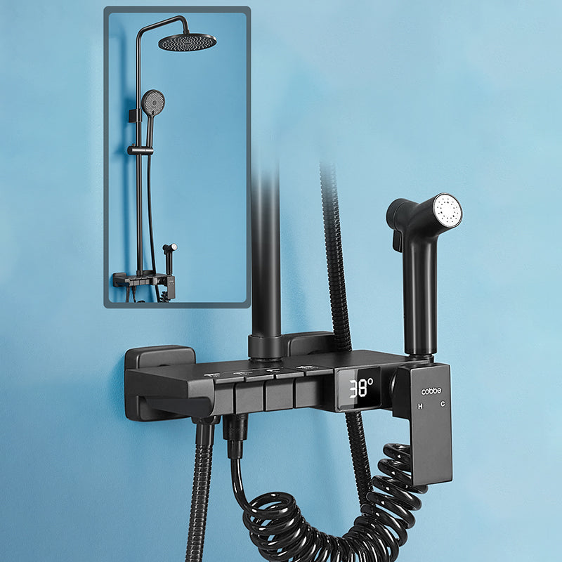 Modern Style Shower System Copper Spot Resist Rectangle Wall Mounted Shower System