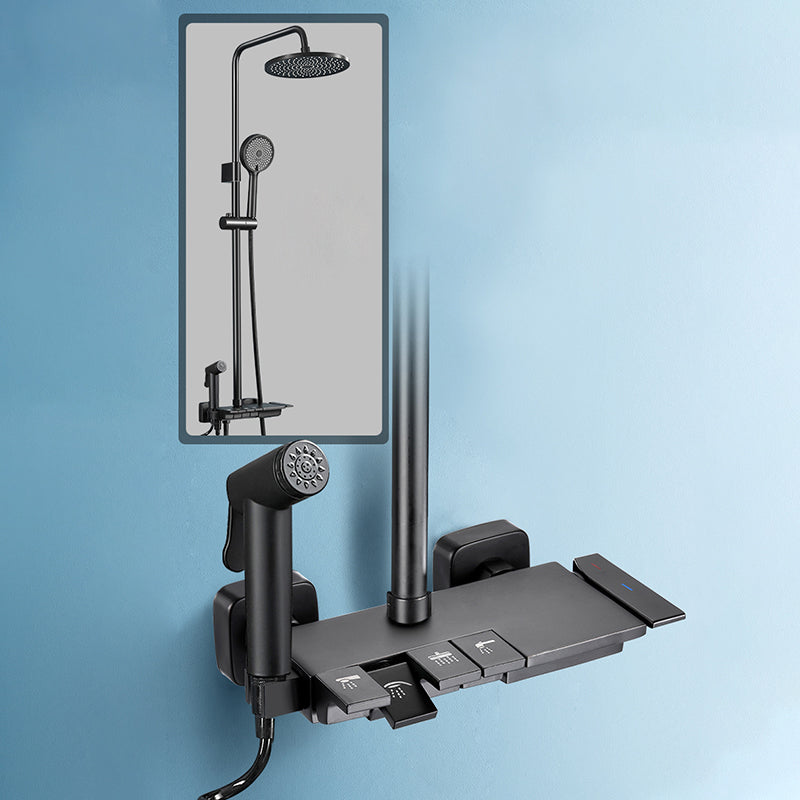 Modern Style Shower System Copper Spot Resist Rectangle Wall Mounted Shower System