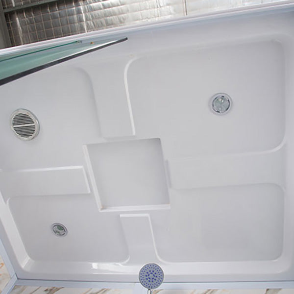 Single Sliding Frosted Glass Shower Enclosure Framed Shower Enclosure in White