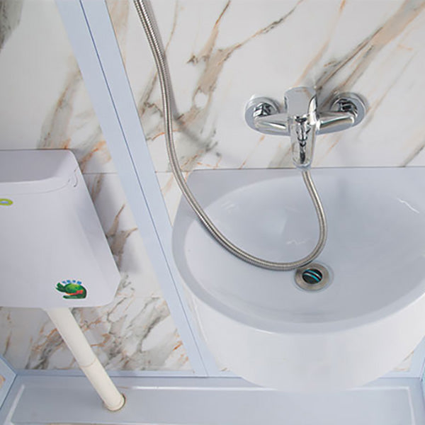Single Sliding Frosted Glass Shower Enclosure Framed Shower Enclosure in White