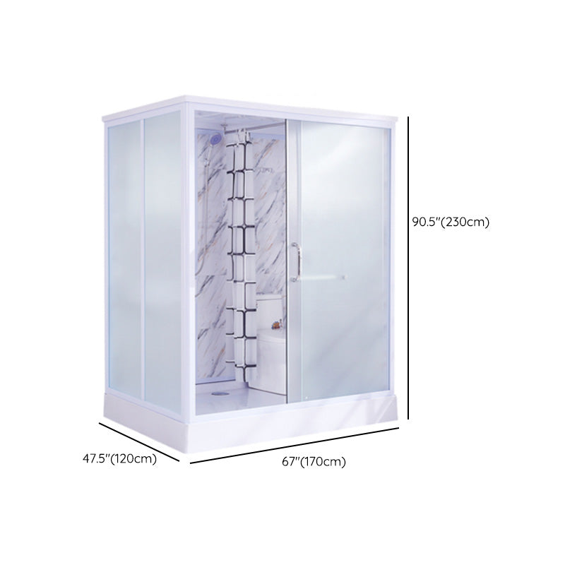 Single Sliding Frosted Glass Shower Enclosure Framed Shower Enclosure in White