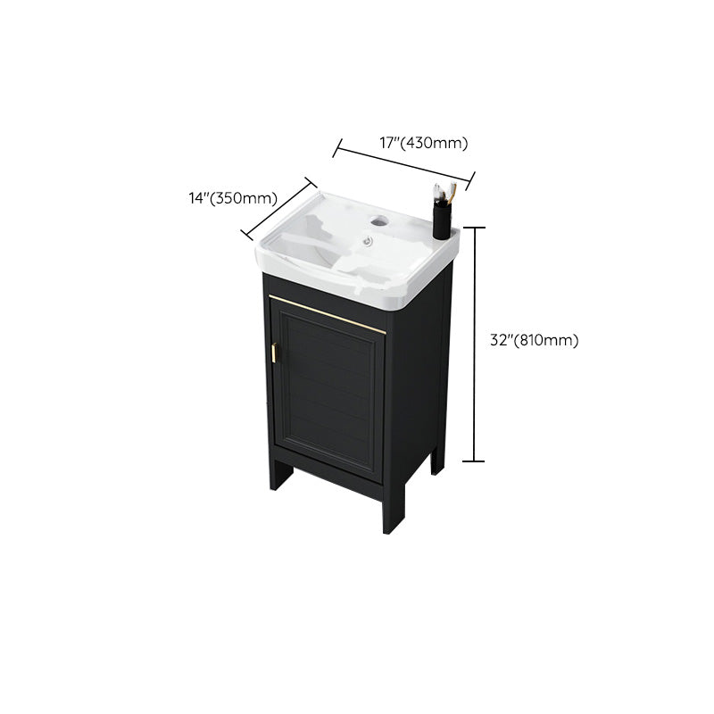 Modern Metal Sink Cabinet Mirror Wall-Mounted Bathroom Vanity Cabinet in Black