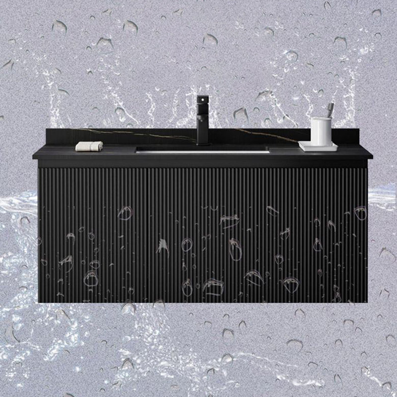 Contemporary Bathroom Sink Cabinet Wall-Mounted Mirror Cabinet Vanity Cabinet in Black