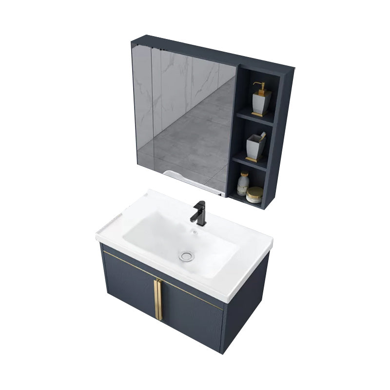 Modern Sink Vanity Metal Color Block Mount Bathroom Vanity Cabinet