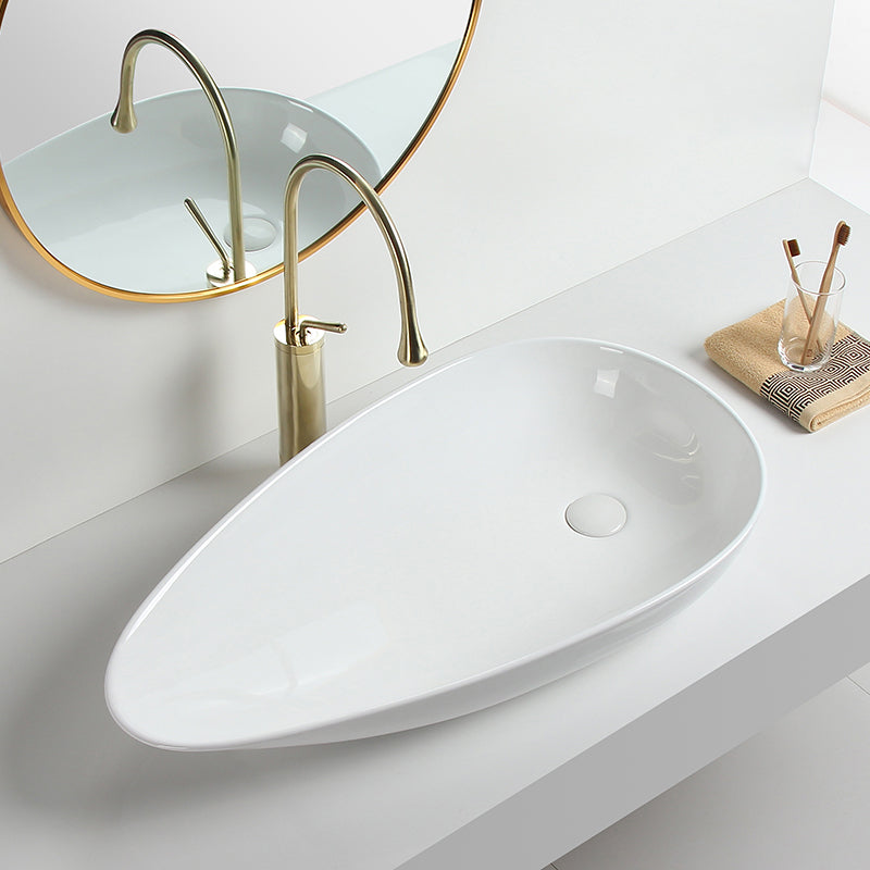 Modern Vessel Sink Specialty Porcelain with Pop-Up Drain Vessel Bathroom Sink