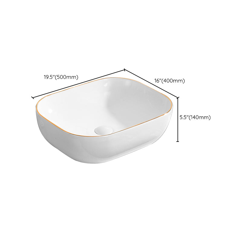Modern Vessel Bathroom Sink Round Porcelain with Faucet Wash Stand
