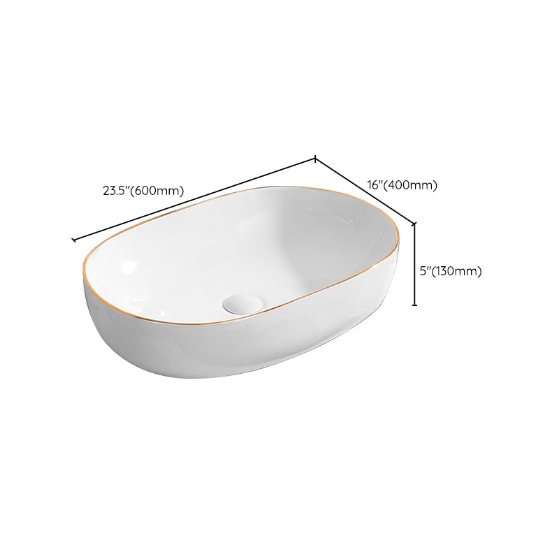 Modern Vessel Bathroom Sink Round Porcelain with Faucet Wash Stand
