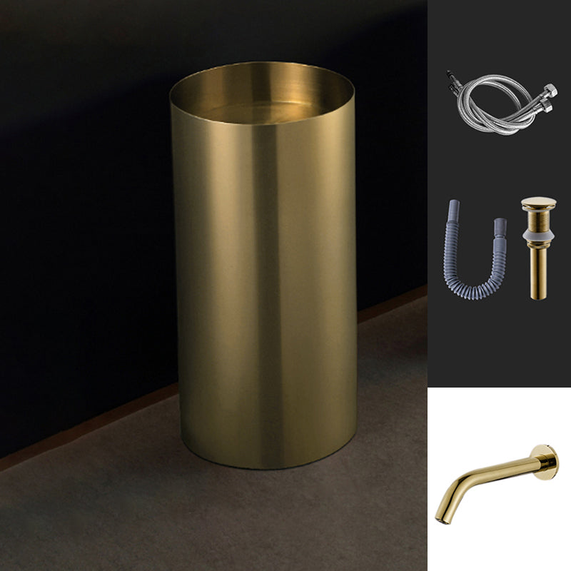 Modern Metal Bathroom Sink Round Bathroom Sink with Basin and Faucet