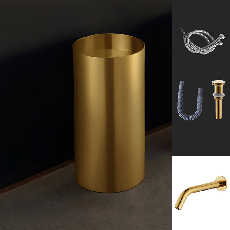 Modern Metal Bathroom Sink Round Bathroom Sink with Basin and Faucet