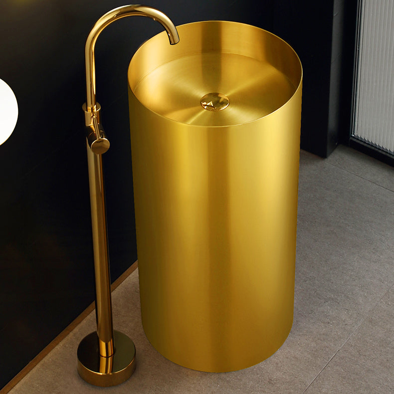 Modern Metal Bathroom Sink Round Bathroom Sink with Basin and Faucet