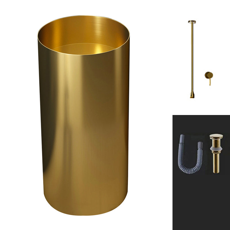 Modern Metal Bathroom Sink Round Bathroom Sink with Basin and Faucet