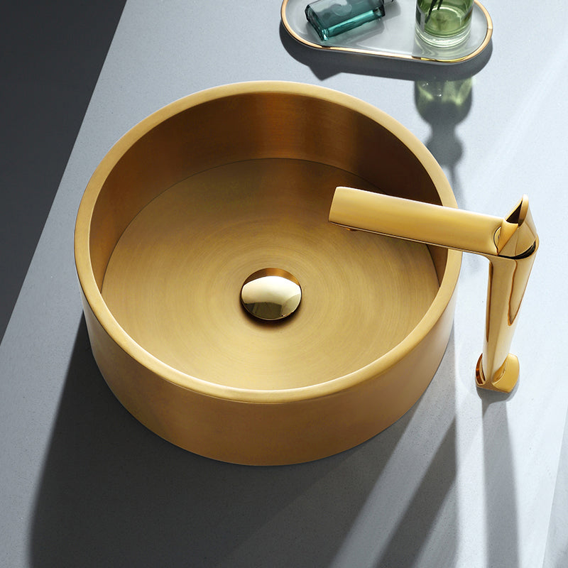 Metal Bathroom Sink Round Bathroom Sink with Overflow And Drain Assembly