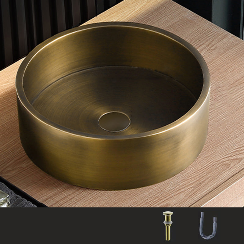 Metal Bathroom Sink Round Bathroom Sink with Overflow And Drain Assembly