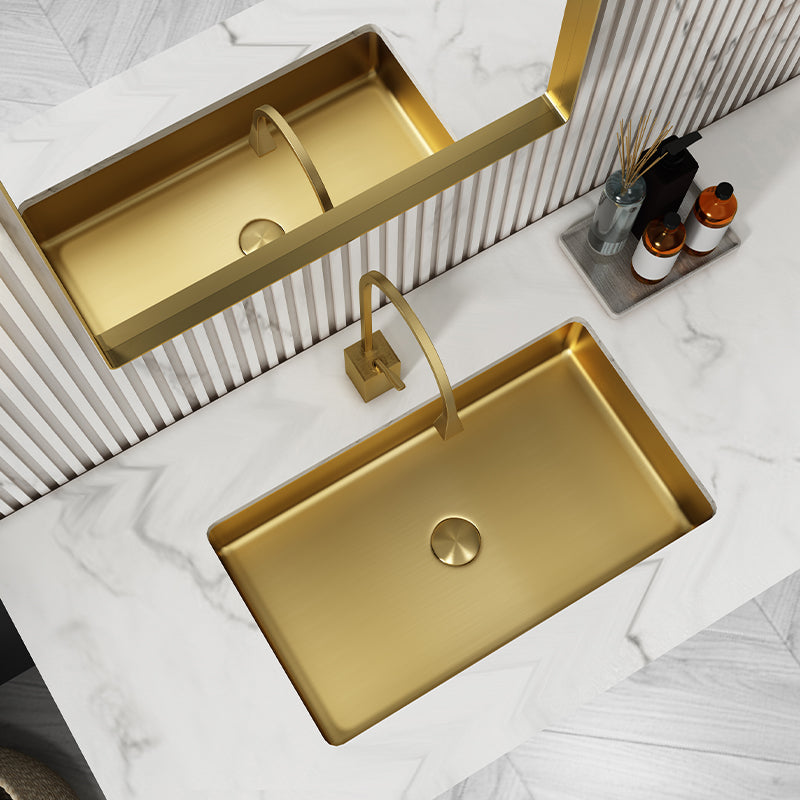 Metal Rectangular Bathroom Sink Modern Undermount Bathroom Sink