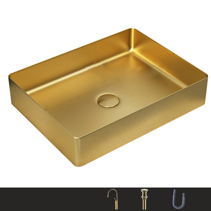 Metal Rectangular Bathroom Sink Modern Bathroom Sink with Faucet