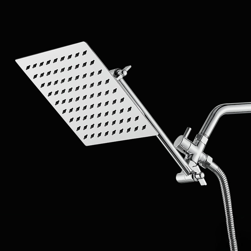 Silver Square Fixed Shower Head Modern Style Wall-Mount Showerhead