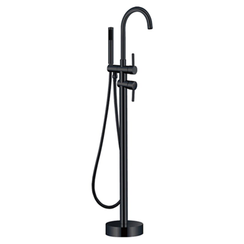 Floor Mounted Copper Freestanding Tub Filler Swivel High Arc Tub Filler Trim