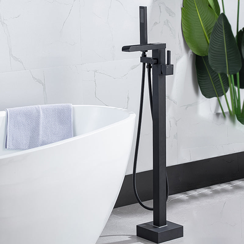 Floor Mounted Copper Freestanding Tub Filler Swivel High Arc Tub Filler Trim