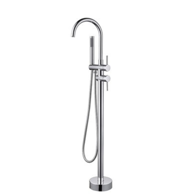 Floor Mounted Copper Freestanding Tub Filler Swivel High Arc Tub Filler Trim