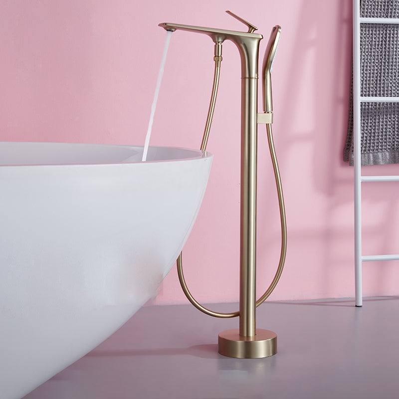Floor Mounted Copper Freestanding Tub Filler Swivel High Arc Tub Filler Trim