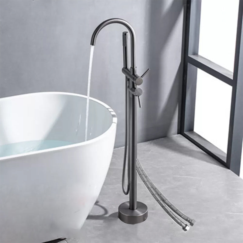 Floor Mounted Copper Freestanding Tub Filler Swivel High Arc Tub Filler Trim