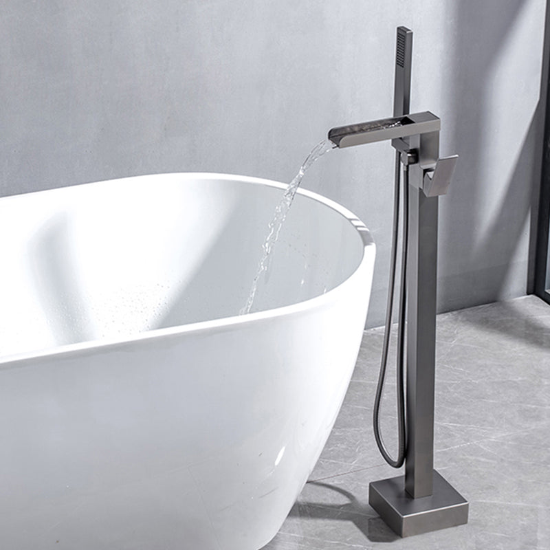 Floor Mounted Copper Freestanding Tub Filler Swivel High Arc Tub Filler Trim