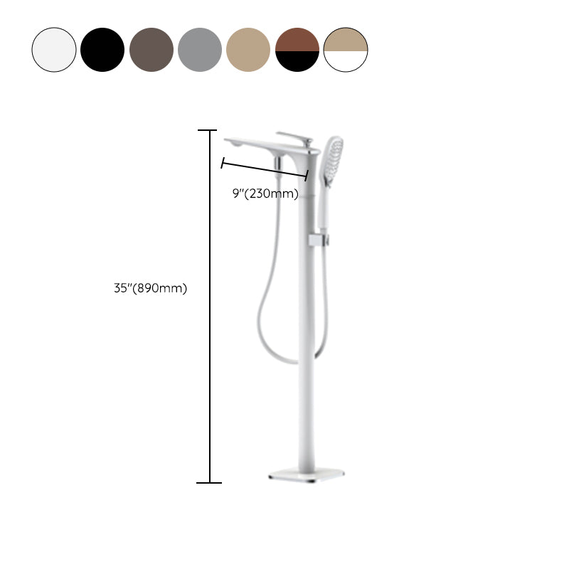 Floor Mounted Copper Freestanding Tub Filler Swivel High Arc Tub Filler Trim