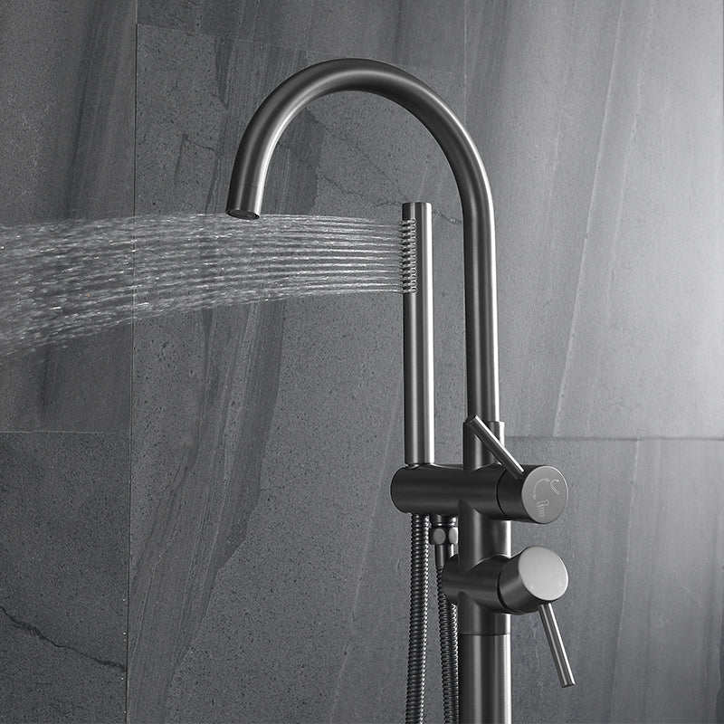 Modern Floor Mounted Metal Freestanding Tub Filler Swivel Freestanding Faucet