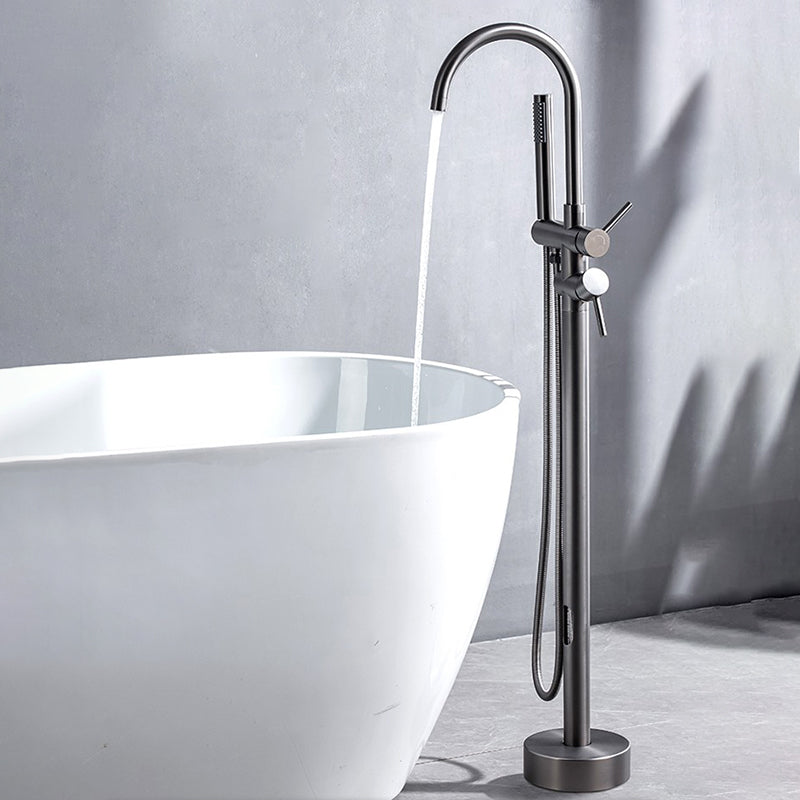 Modern Floor Mounted Metal Freestanding Tub Filler Swivel Freestanding Faucet