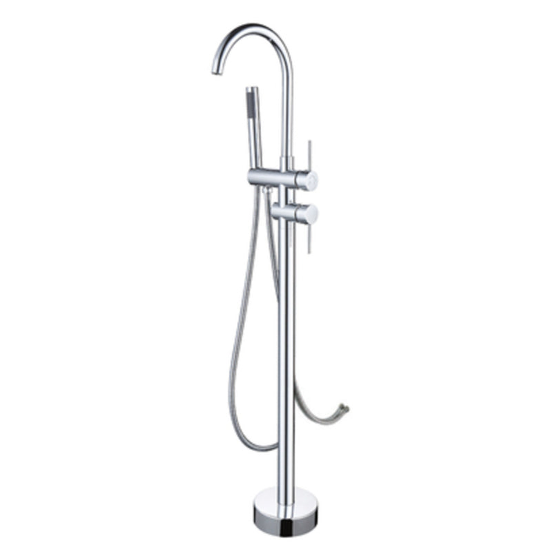 Modern Floor Mounted Metal Freestanding Tub Filler Swivel Freestanding Faucet