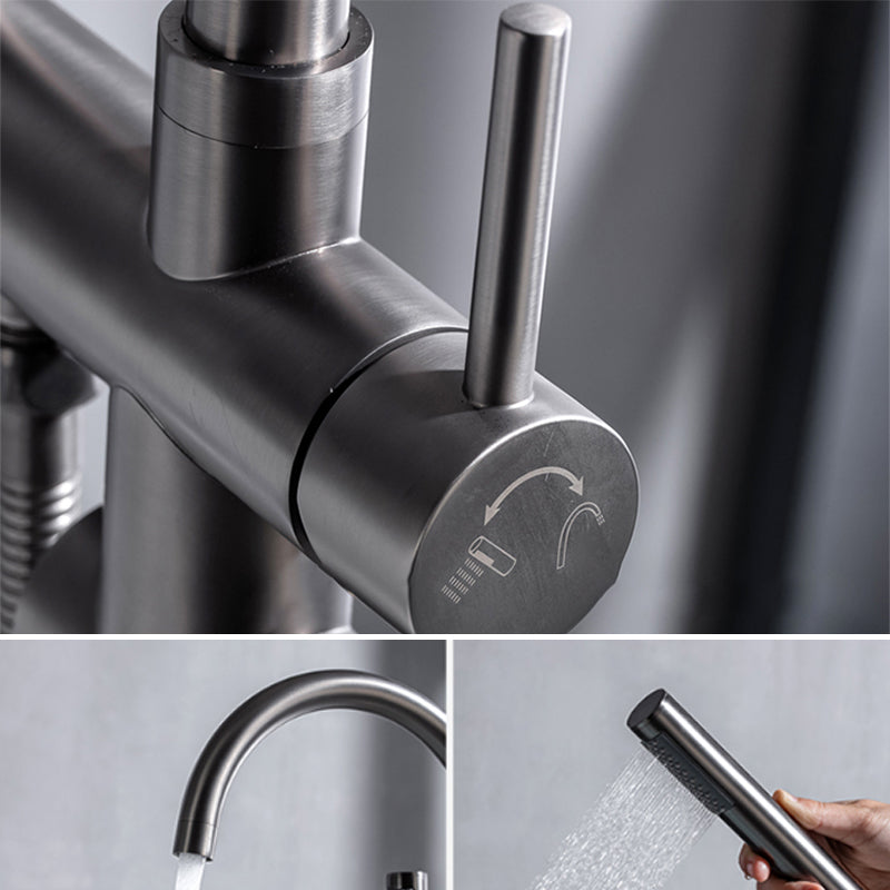 Modern Floor Mounted Metal Freestanding Tub Filler Swivel Freestanding Faucet