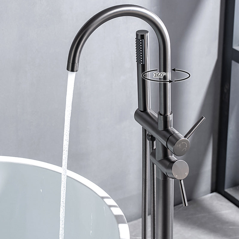 Modern Floor Mounted Metal Freestanding Tub Filler Swivel Freestanding Faucet