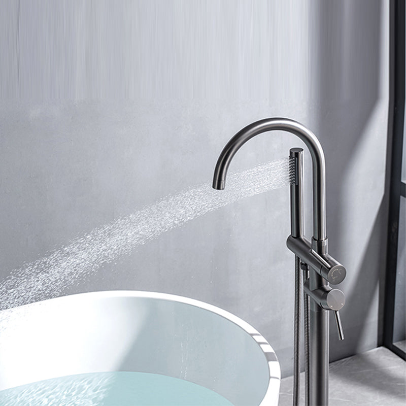 Modern Floor Mounted Metal Freestanding Tub Filler Swivel Freestanding Faucet