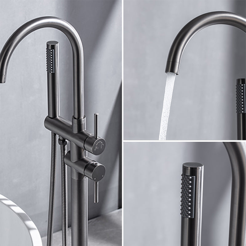 Modern Floor Mounted Metal Freestanding Tub Filler Swivel Freestanding Faucet