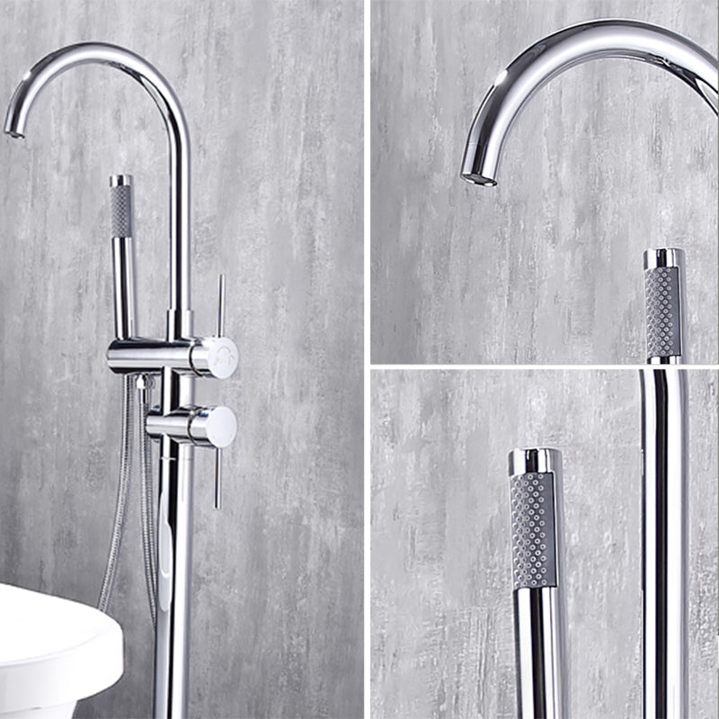 Modern Floor Mounted Metal Freestanding Tub Filler Swivel Freestanding Faucet