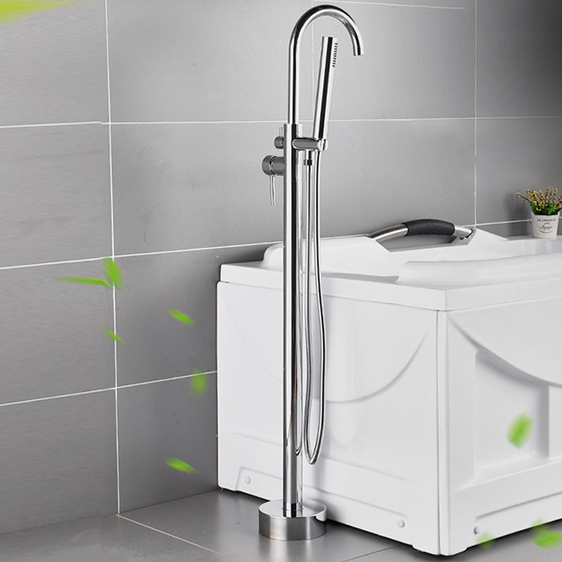 Modern Freestanding Tub Faucet Copper Floor Mount Free Standing Tub Filler Faucet