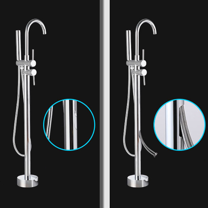 Modern Freestanding Tub Faucet Copper Floor Mount Free Standing Tub Filler Faucet