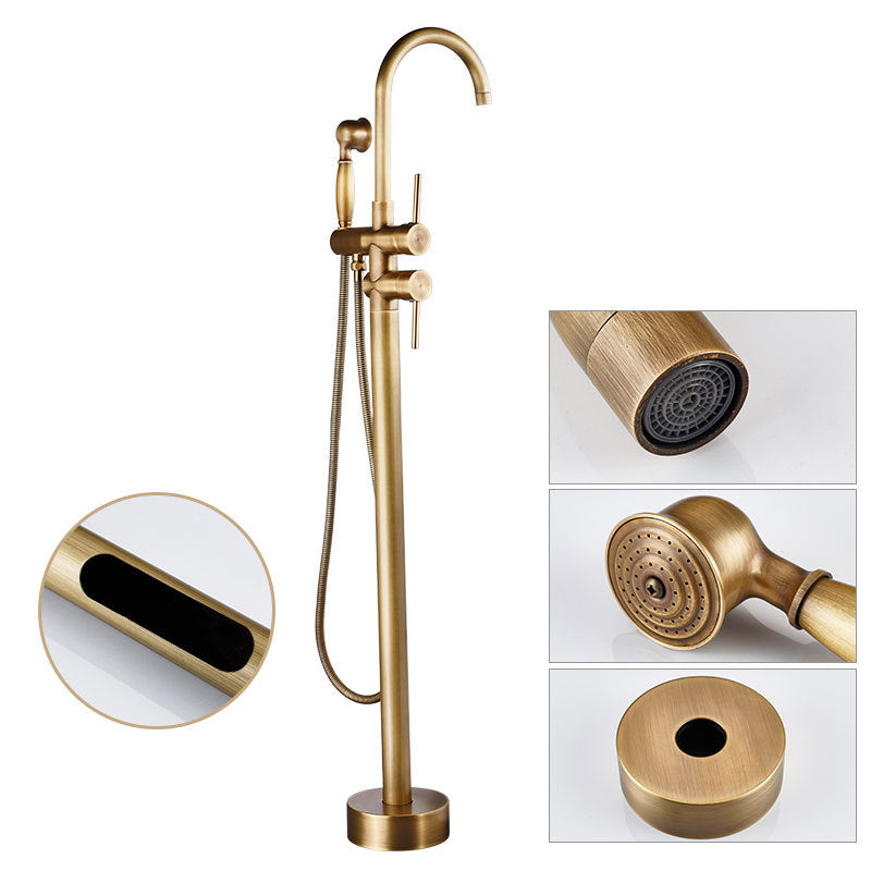 Modern Freestanding Tub Faucet Copper Floor Mount Free Standing Tub Filler Faucet