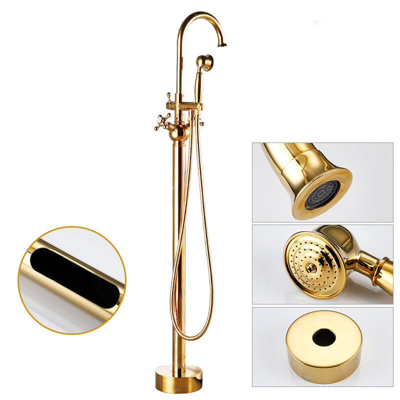 Modern Freestanding Tub Faucet Copper Floor Mount Free Standing Tub Filler Faucet