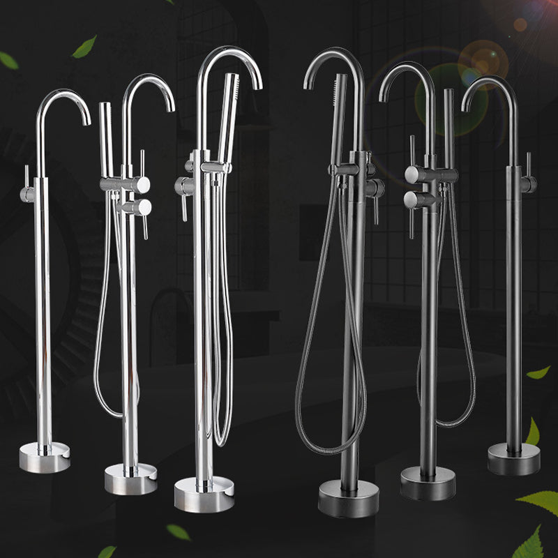 Modern Freestanding Tub Faucet Copper Floor Mount Free Standing Tub Filler Faucet