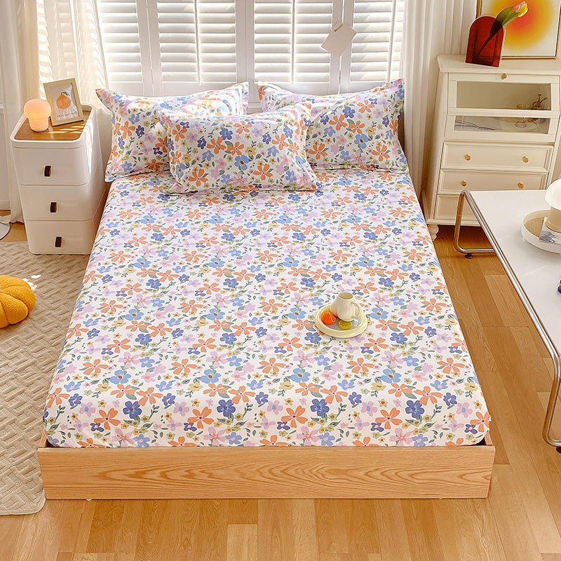 Cotton Fitted Sheet Single Piece Home Bedroom Simple Bed Sheet