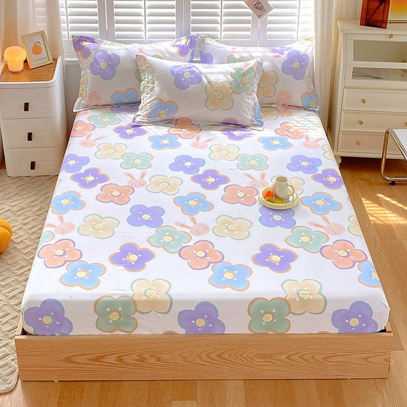 Cotton Fitted Sheet Single Piece Home Bedroom Simple Bed Sheet