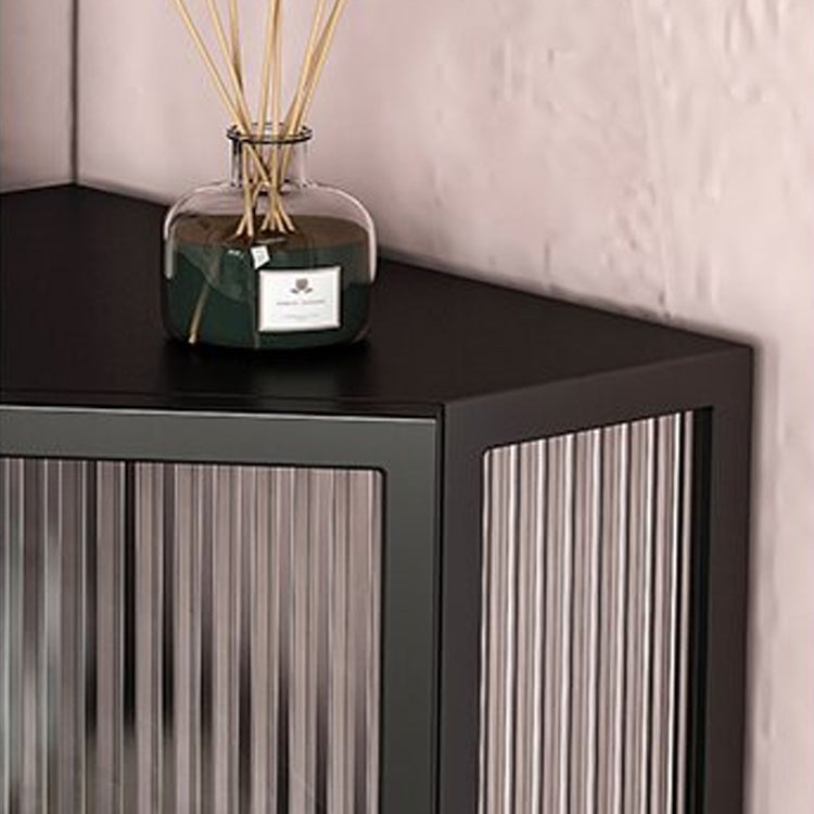 Industrial Corner Unit Curio Cabinet Metal Storage Cabinet for Living Room
