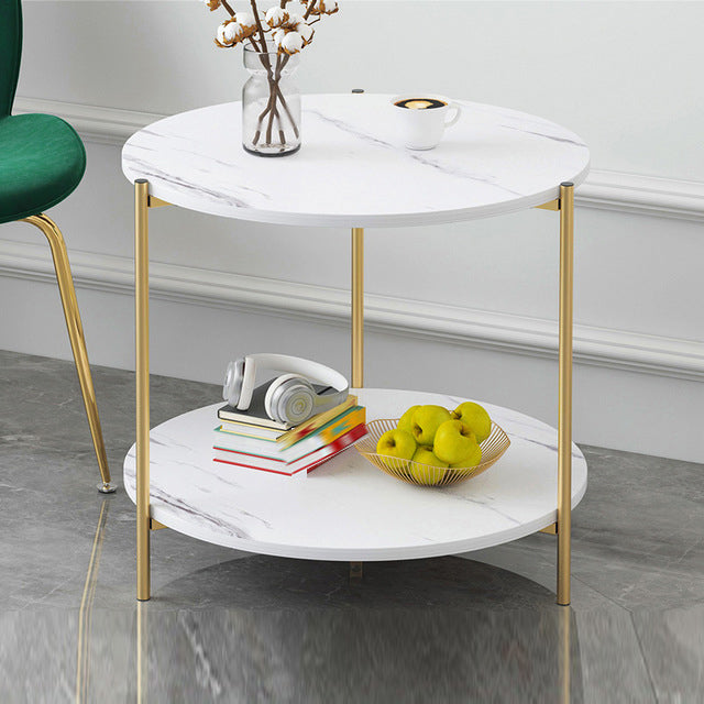 1 Shelf Stone Top Nightstand Glam Open Storage Night Table ,16.5 Tall