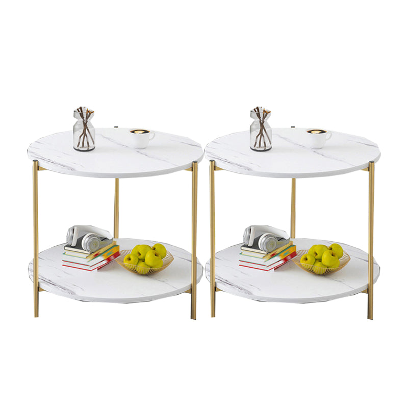 1 Shelf Stone Top Nightstand Glam Open Storage Night Table ,16.5 Tall