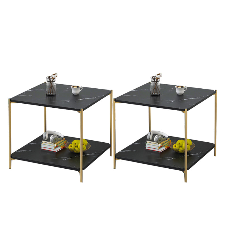 1 Shelf Stone Top Nightstand Glam Open Storage Night Table ,16.5 Tall