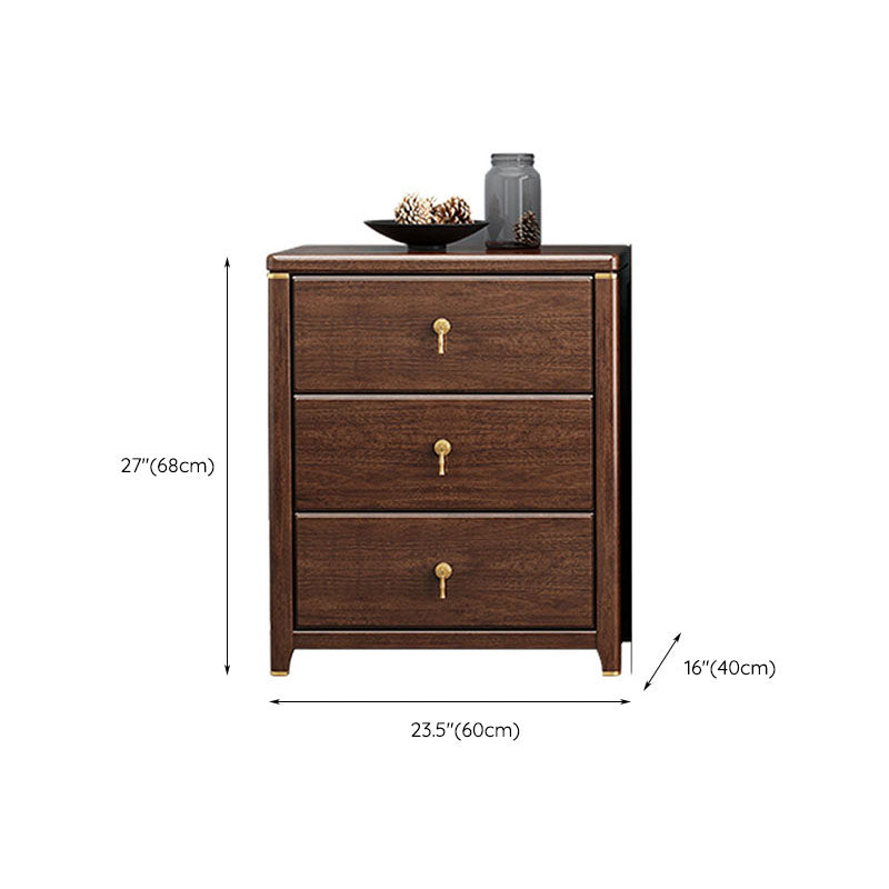 Glam Walnut Wood Storage Chest Bedroom Chest in Brown with Drawers