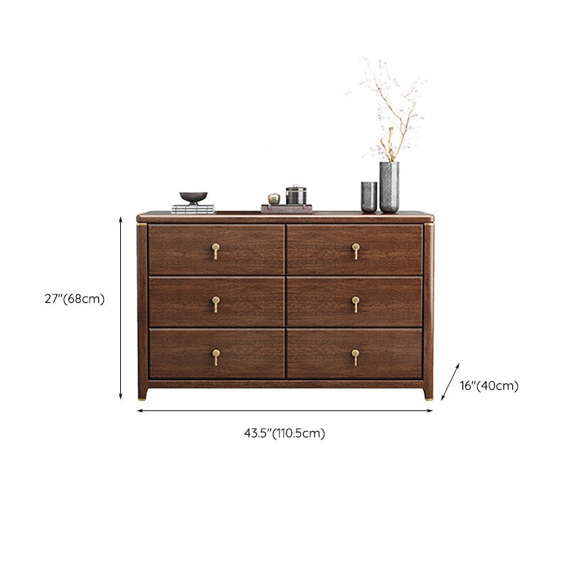 Glam Walnut Wood Storage Chest Bedroom Chest in Brown with Drawers