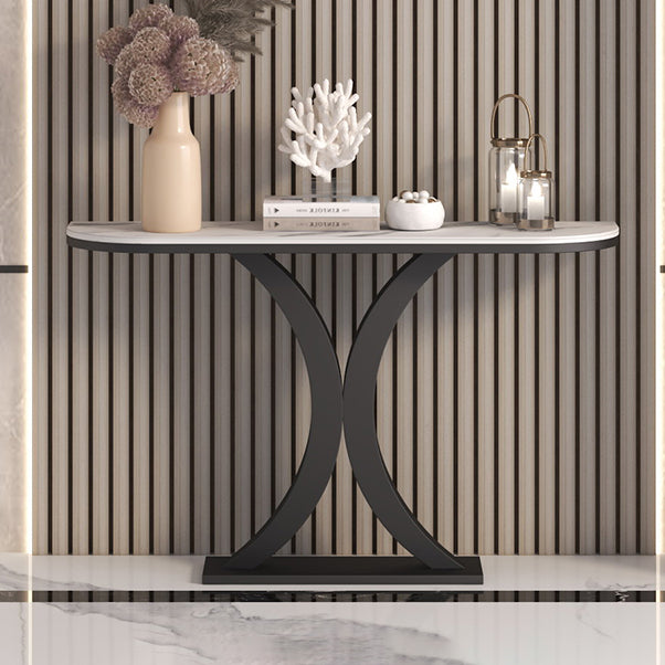 Stone Modern Console Table 1-shelf 31.5" Tall Accent Table for Hall