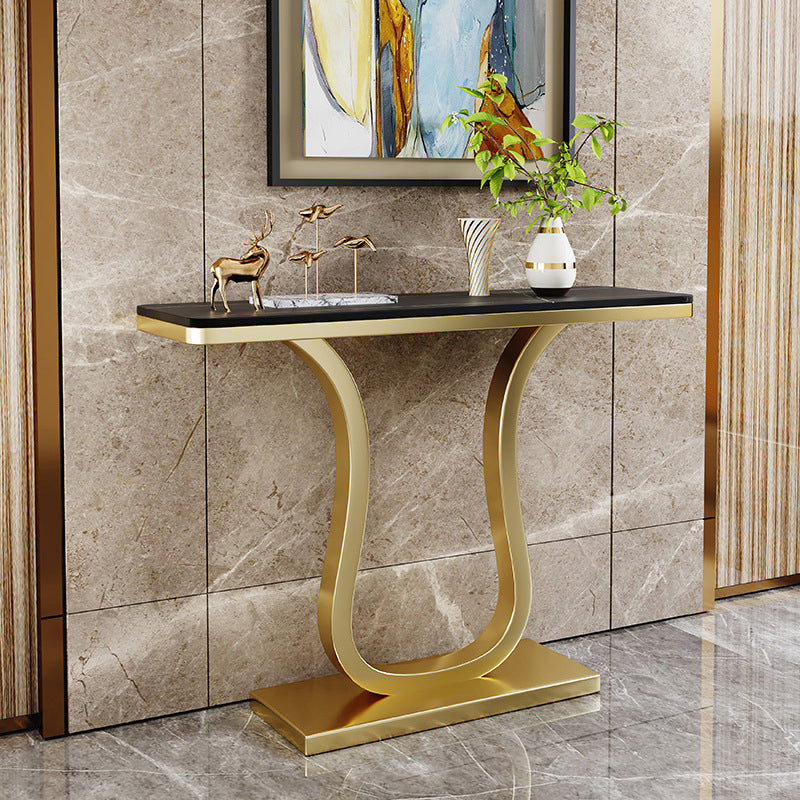 Glam Rectangle Console Table 31.5-inch Tall Stone Accent Table